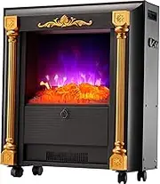 Electrical Fireplaace Heating Stove Electric Fireplace Wall Mounted Electric Fireplace Portable Electric Stove Heater with Realistic LED Wood Fire Flame Effect Adjustable Thermostat Outdoor Patio He