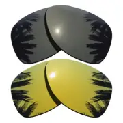 Black&24K Gold Replacement Lenses for-Oakley Dispatch 2 Polarized