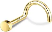 [SYLWIA] 14K Real Gold Nose Studs, 18G 20G Solid Gold L-Shaped Nose Rings, 2/2.5MM Ball Cute Nose Stud Ring Hypoallergenic Nose Piercings for Women Men