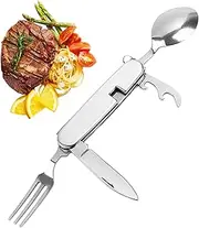 Camping Utensils Cutlery Set, Portable Stainless Steel Cutlery Set, 4-in-1 Camping Utensils Hiking Cutlery Set, Multitools Flatware Camping Picnic Utensil Set, Backpacking multitools Sets