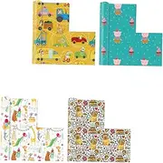FRCOLOR Cartoon Wrappers 4pcs Large Wrapping Paper Rolls Animal Patterns Birthday Holiday Present Wrapping