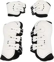 ZenithAur Horse Front Tendon Boots Adjustable Breathable Open Front Protective Horse Tendon Boots for Jumping White