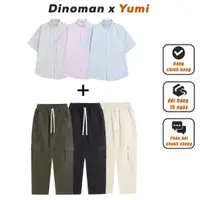 在飛比找蝦皮購物優惠-牛津短袖襯衫組合男女和工裝褲卡其色 Dino x Yumi 