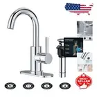 Modern Chrome Bathroom Faucet with 360 Swivel Spout - Easy Single Hole Install
