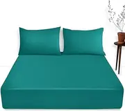 Extra Deep Fitted Sheets Super King - 16"/ 40 cm Plain Dyed Polycotton Deep Pocket Bed Sheet - Elastic Corner Deep Teal Bedding Sheet