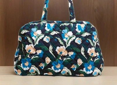 Vera Bradley Grand Weekender Travel Bag Immersed Blooms Blue Green Carry On