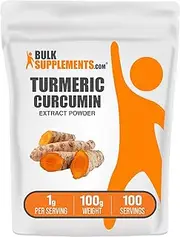 BulkSupplements.com Turmeric Extract Powder - from Turmeric Root, Curcumin Supplements 1000mg, Turmeric Curcumin Powder - Gluten Free, 1000mg per Serving, 100g (3.5 oz) (Pack of 1)