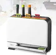 Knife Set with Holder, Smart Cutting Board, Self Clean and Drying Kitchen Chopping Board Set with Storage Stand, 3 Color Coded Space Saving Cutting Boards Organizers, Kitchen Smart Gadgets