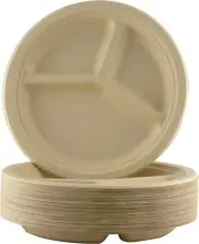 Eco-Friendly & Microwave Safe 9" Compostable Compartment Plates by Avant Grub