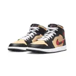 【NIKE 耐吉】NIKE 休閒鞋 AIR JORDAN 1 MID SE 黑 紅 奶油黃 格紋勾勾 男鞋 喬丹1代 AJ1 DZ5329-001