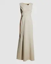 $440 Aidan By Aidan Mattox Womens Beige Sleeveless Asymmetric Gown Dress Size 16