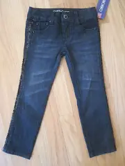 Girl BLACK SEQUINS TUXEDO BLACK dressy denim jeans pants NWT 4