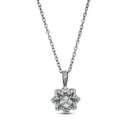 0.25 CT. T.W. Composite Natural Diamond Frame Flower Pendant in 10K White Gold