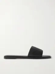 [Christian Louboutin] Christian Louboutin - Cl Logo-embossed Leather Slides - Black - IT39 IT 39 Black