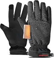 [RANGLAND] Heated Kids Winter Gloves with Hand Warmer Compartment, Triple Layer Insulated with Warm Fleece (-20F)
