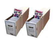 2 Long Comic Book Boxes with Drawer Comics Storage Box with Dividers Drawer Box