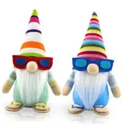 Set of 2 Spring Gnomes Plush Summer Beach Decorations Handmade Elf Dwarf