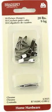 (5 Pack) 20 Pound Picture Hanging Hooks With Nails -10 Pack B71020G-CHR-U