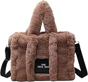 [KAOBIO] Fluffy Faux Fur The Tote Bag for Women Top-Handle Crossbody Handbag Trendy Furry Plush Shoulder Bag for Travel Work School