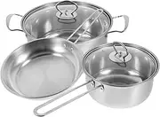 Cabilock 1 Set Stainless Steel Cooking Pot Set Cookware with Milk Pot Frying Pan Easy to Clean Efficient Heating Versatile Kitchen Utensils for All Cooking Needs