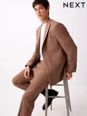 Rust Brown Tailored Fit Trimmed Satin Edge Tuxedo Suit Jacket (E93270) | $144