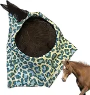 Horse Face Mask, Breathable Fly Mask, Fly Protection, Competition, Comfortable Horse Protection, Full Face Bow Tie, Leopard Print, Fly Mask, Horse Protection Equipment, Fly Net for Horses,