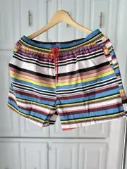 New Paul Smith Men's Drawstring Multi-Stripe Swim Trunks Shorts Size XL