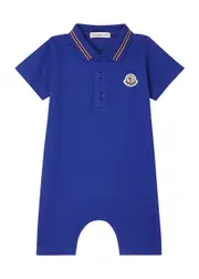 Moncler Kids Piqué Stretch-cotton Babygrow - Blue 3 Months