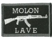 VELCRO® BRAND Fastener Morale HOOK PATCH AK47 Molon Labe Black 3x2"