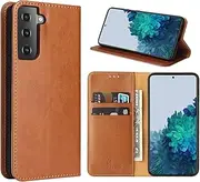[GoshukunTech] Case for Galaxy S21,for Samsung Galaxy S21 5G Wallet Cover,6.2 inch,Magnetic Wallet Case Leather Flip Folio Cover with Card Slots-Light Brown