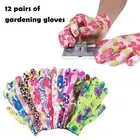 12 Pairs Non-slip Summer Nylon Flower Gloves Thin Non-glue Work Gloves