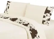 Paseo Road by HiEnd Accents 4 Piece Sheet Set, Cowhide Cow Print, Super Queen...