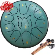 Steel Tongue Drum 6" 11 Notes Handpan Malachite w/ Bag Sticks Book Sound Healing