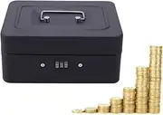 Homoyoyo Cash Box with Combination Lock Black Money Box for Secure Storage of Cash Coins and Valuables for Stores Restaurants and Hotels