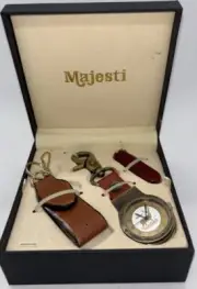 New Majesti Deer Buck Hunting Pocket Watch,Pocket Knife, Key Fob,Compass Set