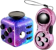 MPQDFG 2 Piece Fidget Toy Set, Galaxy Anti-Stress Cube Toy, Infinity Cube, Fidget Pad Controller, Small Gifts for Children and Adults for Stress Relief in Stress Situations