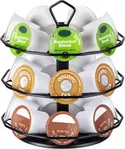 Flagship K Cup Holder Carousel 3 Tier for Keurig Pod Holder Metal DIY Install Sm