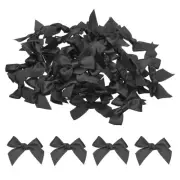 100Pcs Mini Ribbon Bow Mini Fabric Satin Ribbon Flower Bows Black