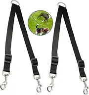 2PCS Double Dog Lead, No Tangle Dog Lead Coupler Adjustable Dog Lead Splitter Double Pet Trainer Lead Dog Distributor Lead Double Ended Dog Lead Perfect for Walking Training 2 Small Dogs on One Lead