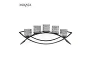 MIKASA Home Accents Double Arch 5 Glass Candle Holder Yellow Xmas Gift AU STOCK