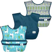 green sprouts Snap and Go Easy-wear Bibs for Baby & Toddler (3 pk) | Protection for Messy Eaters | Flipped Pocket, Easy Clean