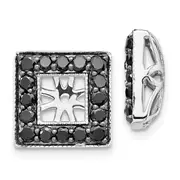 Solid 14k White Gold BlacK Simulated CZ Square JacKet Earrings