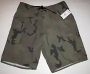VOLCOM Men's 28 Board Shorts Manic 2 Green Army Camo Print Surf