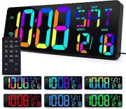 TXL Digital Wall Clock Large Display, 16.5" LED RGB Multicolor