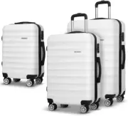 3Pc Luggage Set, White Hard Shell Suitcases, Lightweight with TSA Lock & Wheels