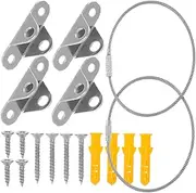 TOBBOMEY 2 Sets of Furniture Anti Tip Kits Stainless Steel Wall Anchors for Earthquake Proof Furniture Stabilization