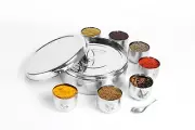 Nature's Own Masala Dabba - Stainless Steel Spice Box with 7 Compartments, In...