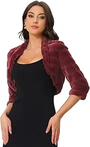 [Allegra K] Women's Cropped Jacket for Dress Open Front Bolero Faux Fur Shrug