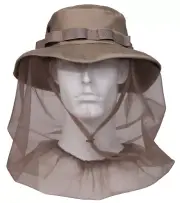 Khaki Boonie Hat with Mesh Mosquito Netting - Insect & Bug Outdoor Head Net Hats