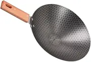 GAROZATION Small Round Bottom Wok Durable Iron Frying Pan for Outdoor Cooking for Gas Stove Easy to Clean Japanese Style Kitchen Essential